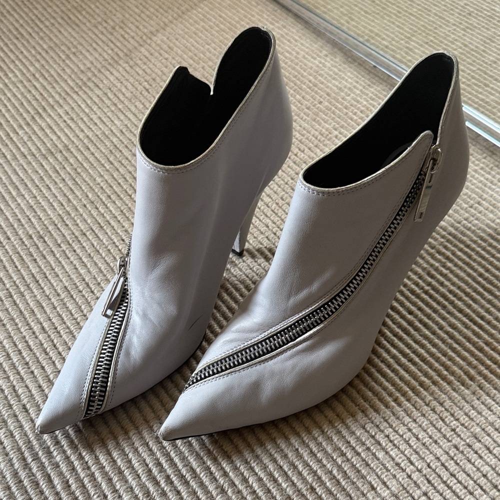Celine Grey calf leather Heeled Boots with Zipper Accent